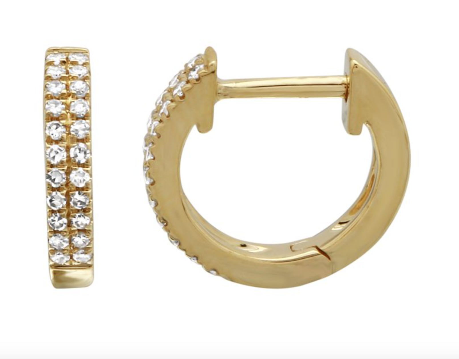 ARRACADA DOBLE BRILLANTES ORO AMARILLO 14K 10MM