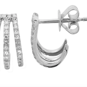 ARETE CAGE 3 HILERAS BRILLANTES ORO BLANCO 14K