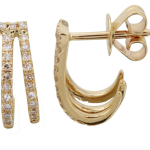 ARETE CAGE 3 HILERAS BRILLANTES ORO BAMARILLO 14K