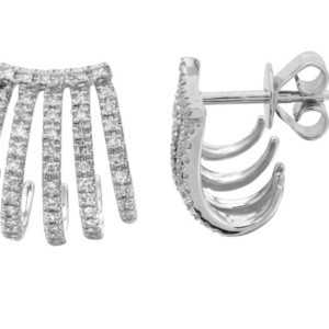 PAR DE ARETES CAGE 4 HILERAS BRILLANTES ORO BLANCO 14K