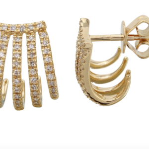 PAR DE ARETES CAGE 4 HILERAS BRILLANTES ORO AMARILLO 14K