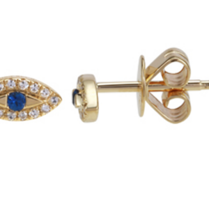 ARETE OJO ZAFIRO Y BRILLANTES ORO AMARILLO 14K