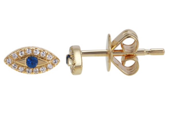 ARETE OJO ZAFIRO Y BRILLANTES ORO AMARILLO 14K