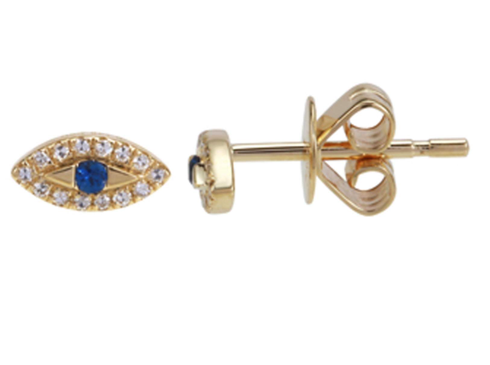 ARETE OJO ZAFIRO Y BRILLANTES ORO AMARILLO 14K