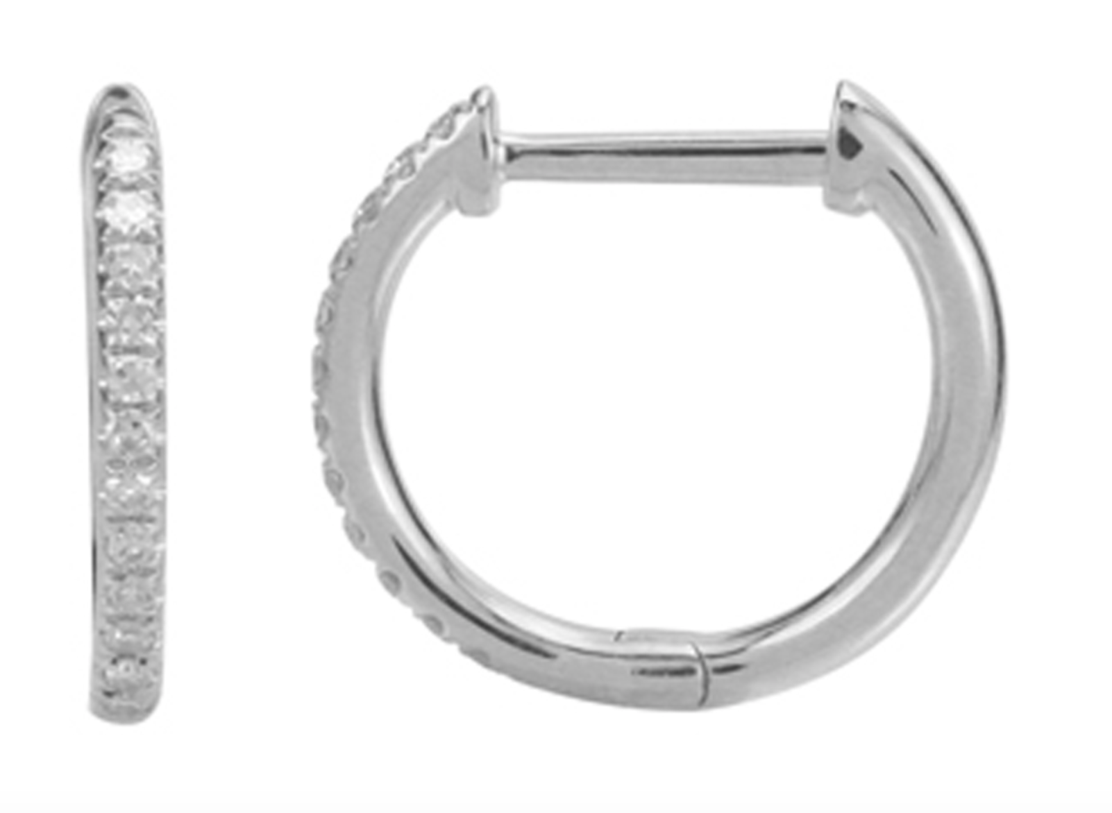 ARRACADA DELGADA BRILLANTES ORO BLANCO 14K 11MM