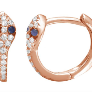 ARRACADA VÍBORA BRILLANTES/ZAFIROS ORO ROSA 14K 11MM