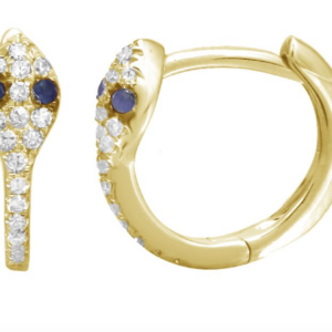 ARRACADA VÍBORA BRILLANTES/ZAFIROS ORO AMARILLO 14K 11MM