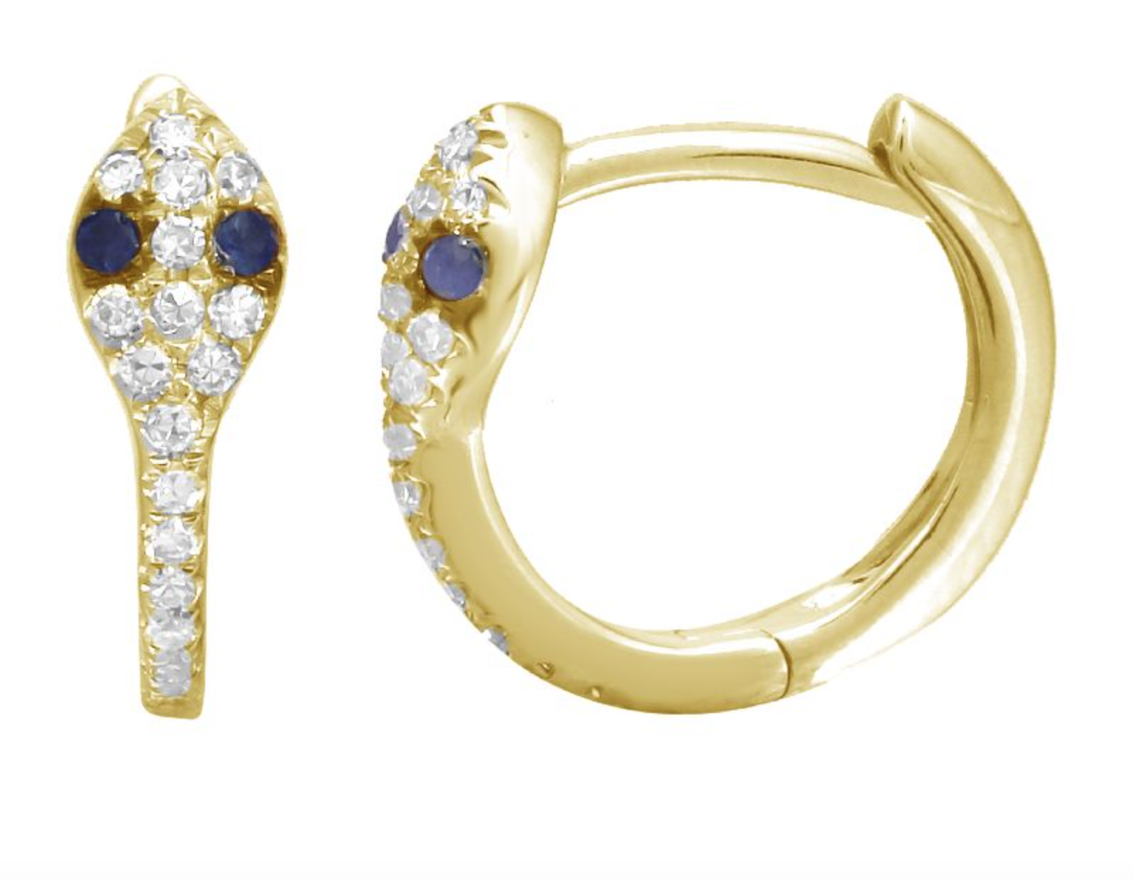 ARRACADA VÍBORA BRILLANTES/ZAFIROS ORO AMARILLO 14K 11MM