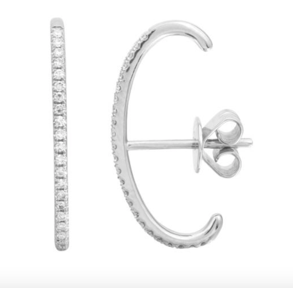 ARETE LARGO BRILLANTES ORO BLANCO 14K